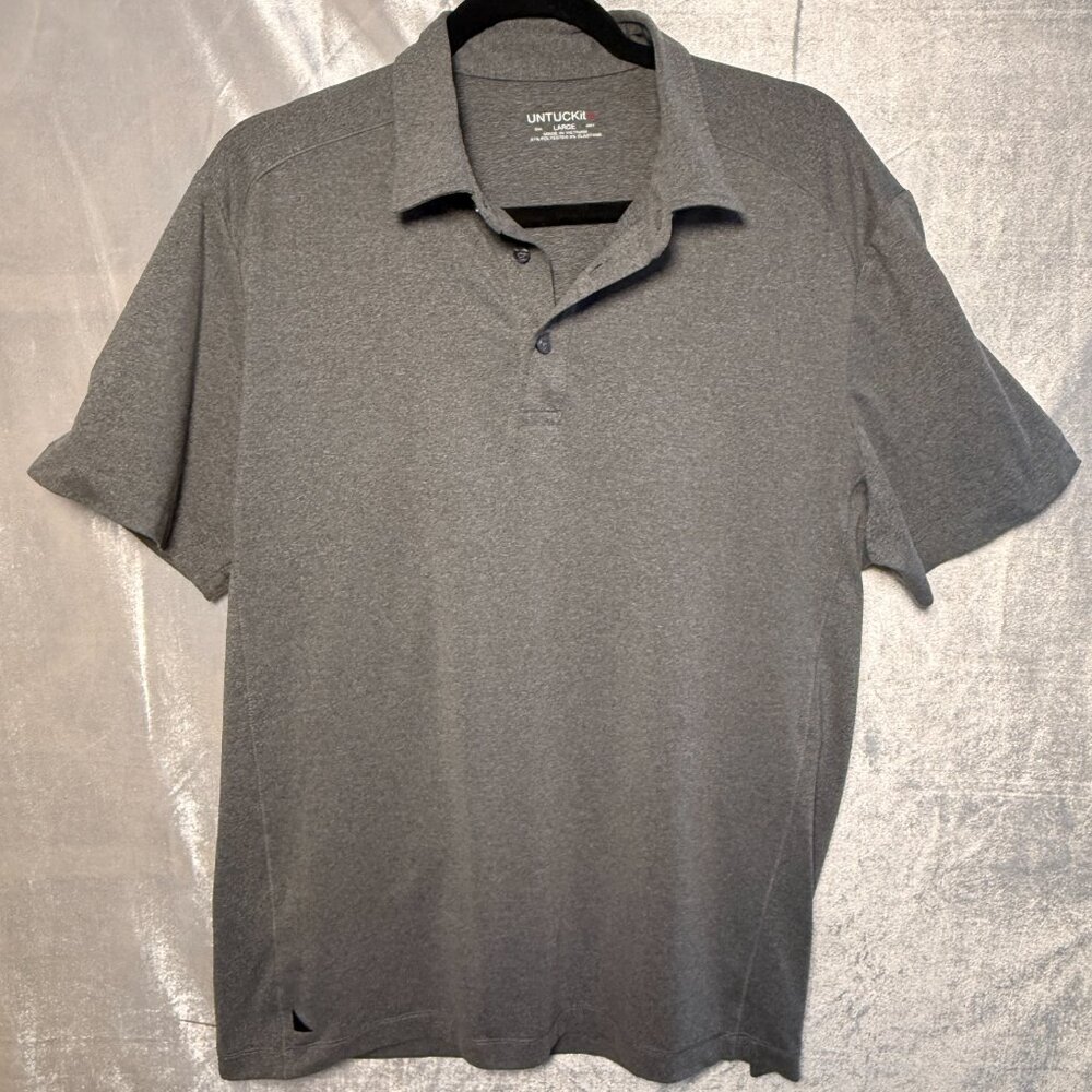 UNTUCKit Mens Polo Shirt Large Gray Short Sleeve Stretch Casual Golf